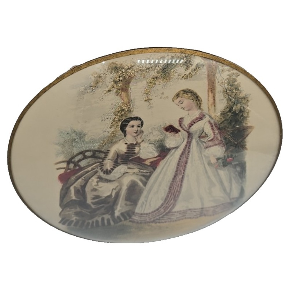Convex Round‎ Bubble Glass Picture Victorian French Fashion La Mode Illustree